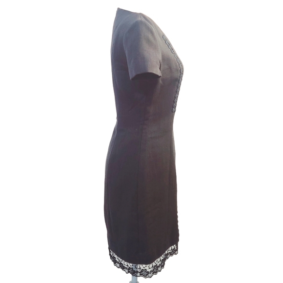 Paradiso Black Skater Style Dress Navy Blue X-Stitch With Lace peek-a-boo Sz: 2 - Picture 11 of 15